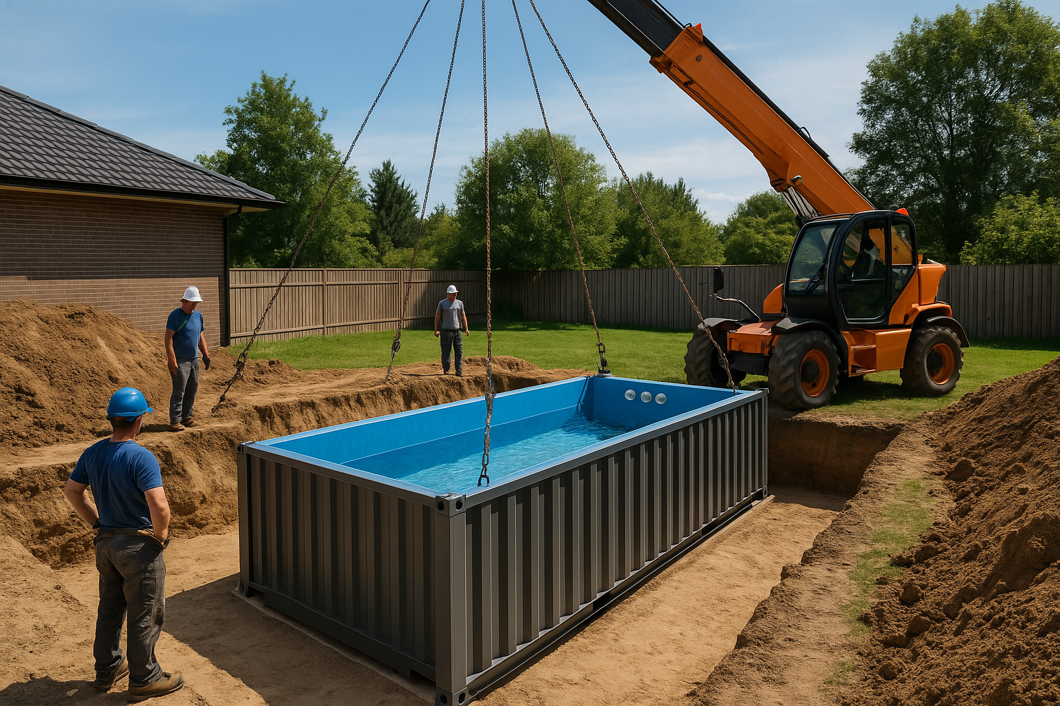 установка контейнерного бассейна